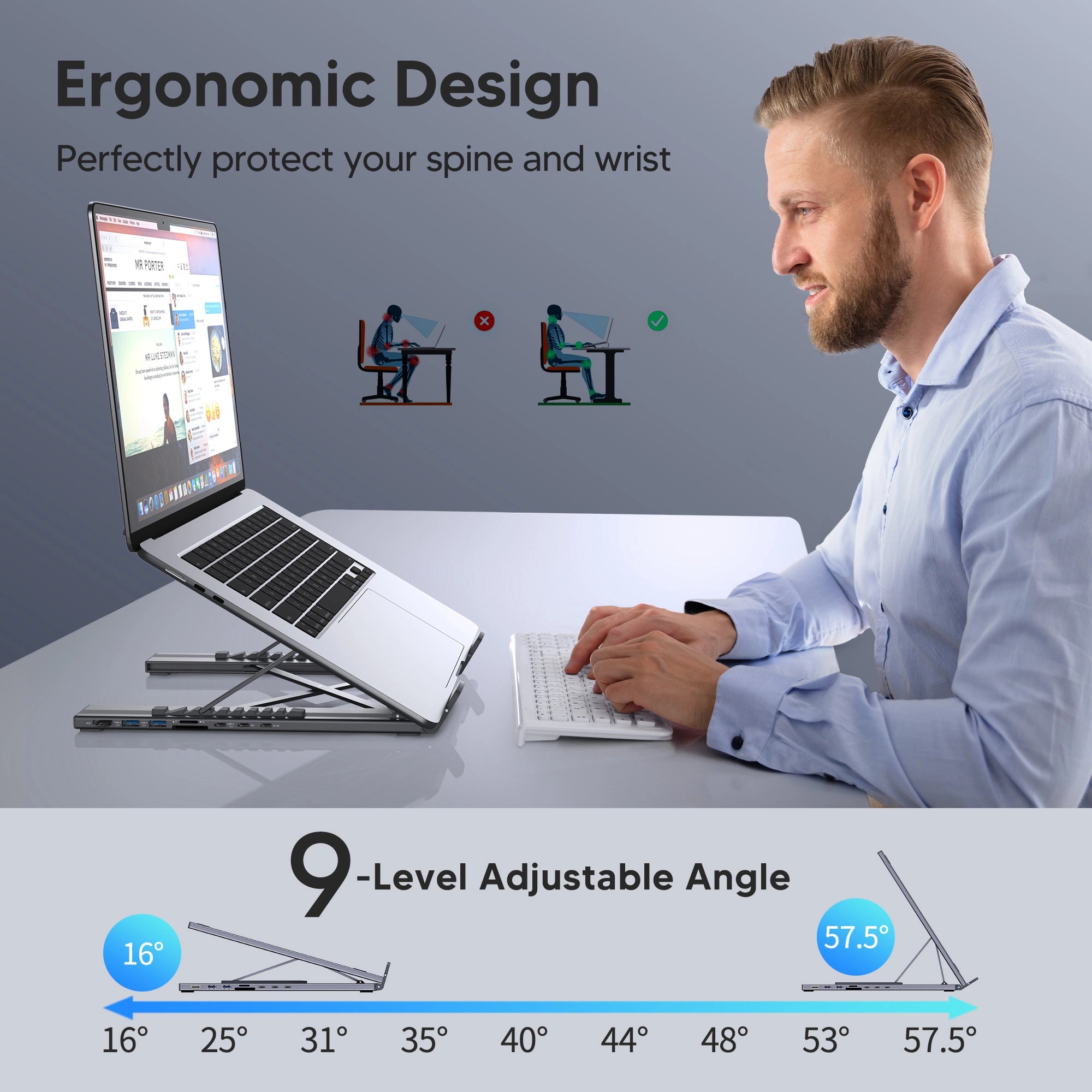 8-in-1 USB-C ノートパソコンドックスタンド
