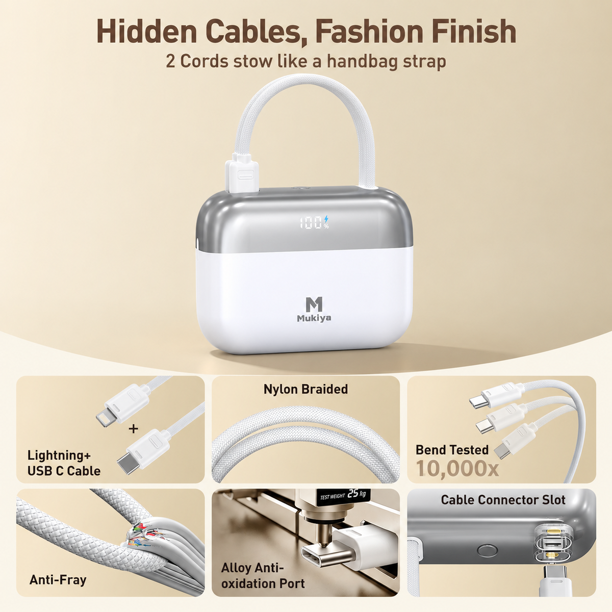 コンパクトデュアルケーブル充電器