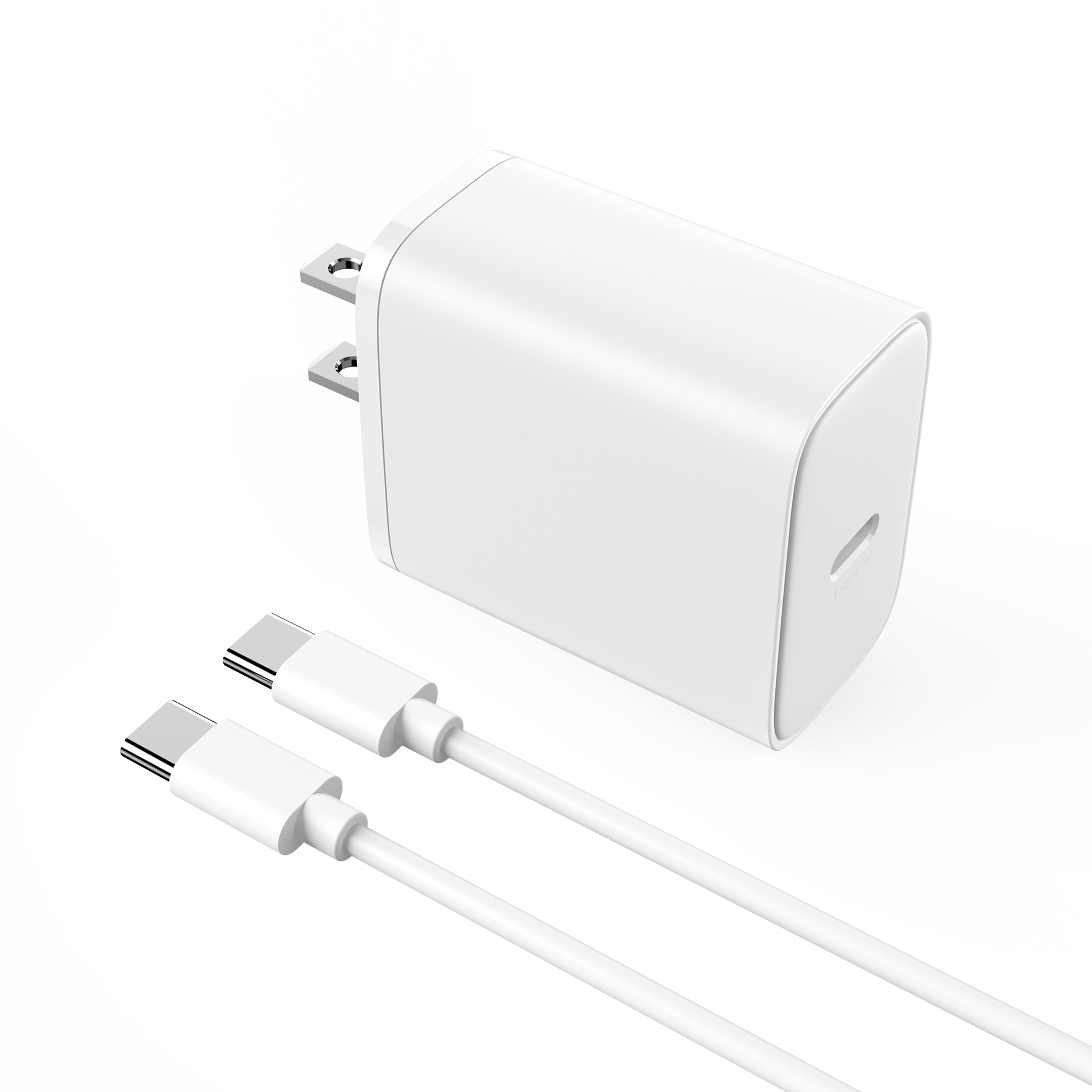 Mukiya Minimalist White 45W USB-C Charger with 6.6ft Long White Fast Charging Cord for Home Use