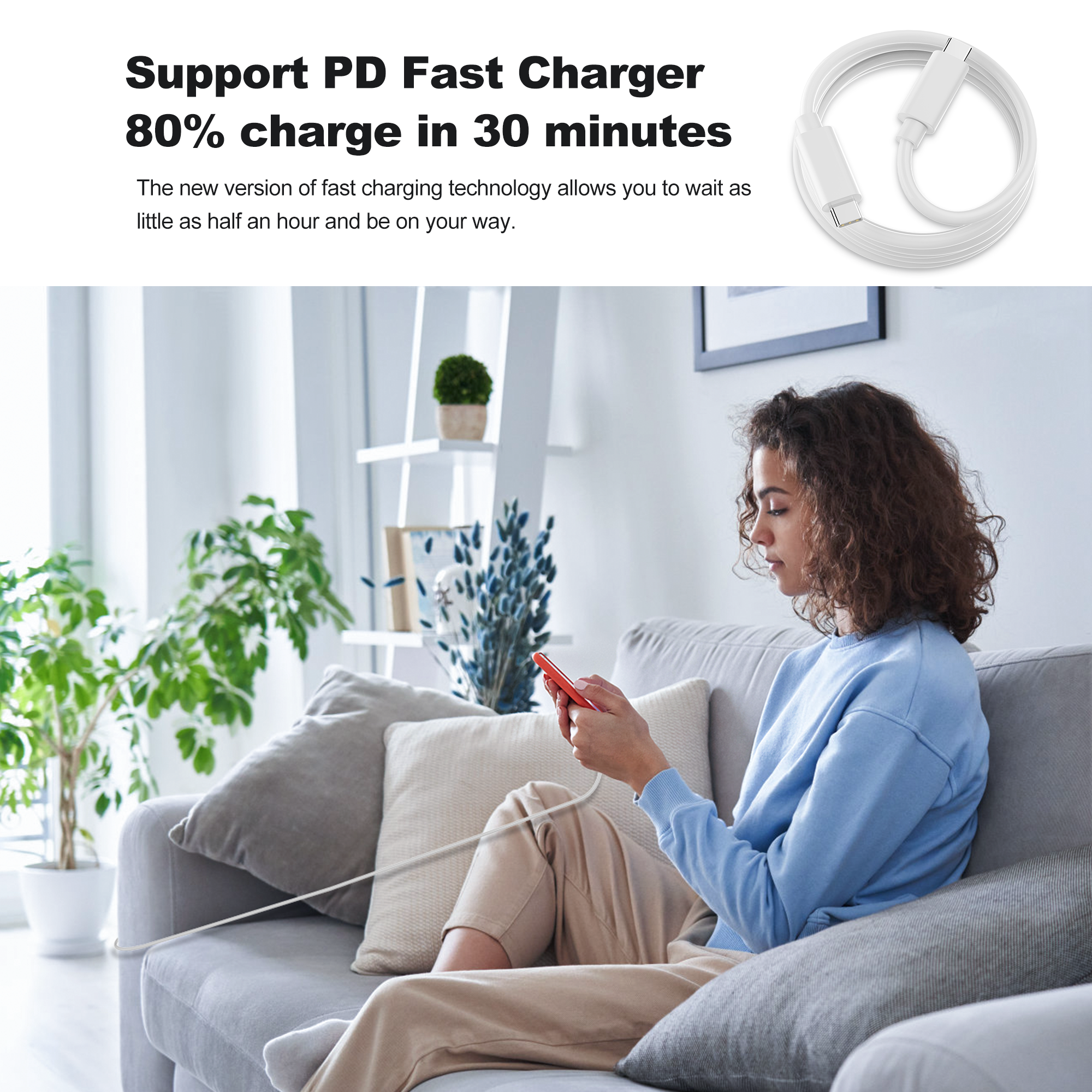 Quickly Refill Your Device Battery to 80% in 30 Minutes with Mukiya Aesthetic White Charger