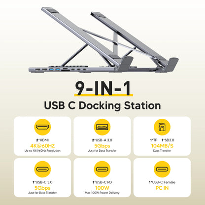 8-in-1 USB-C ノートパソコンドックスタンド