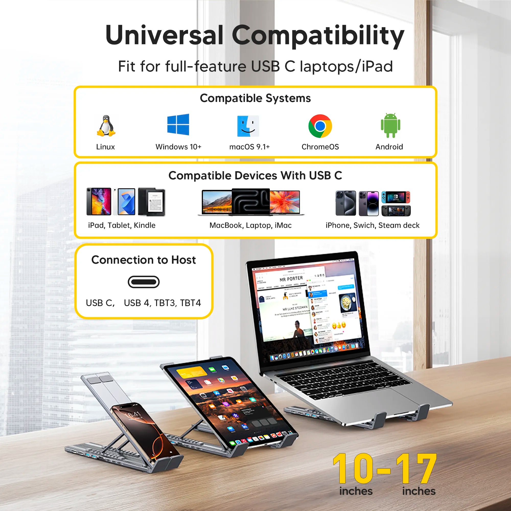 8-in-1 USB-C ノートパソコンドックスタンド