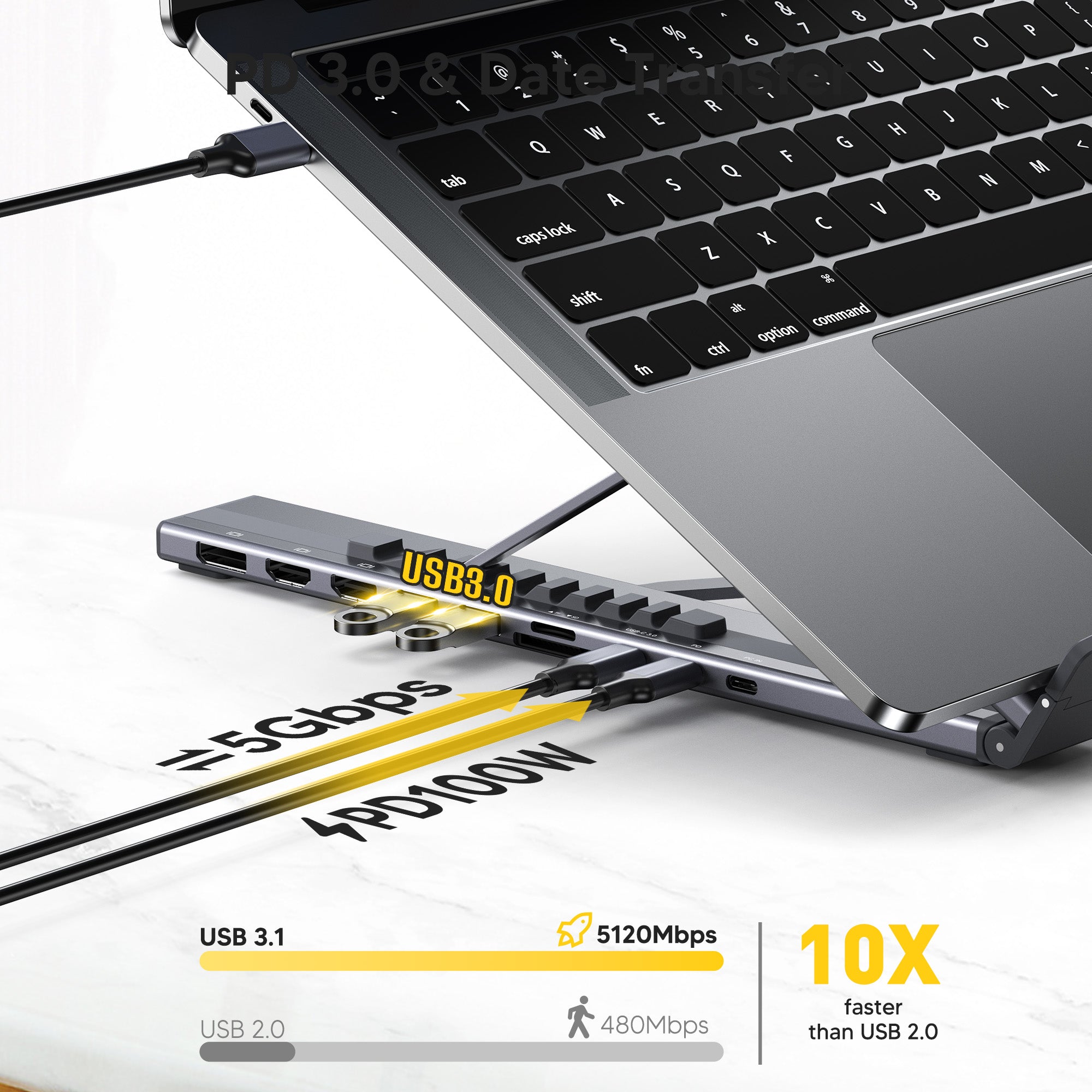 Mukiya Max Docking Station supporting 10Gbps High-Speed Data Transfer for Large Files