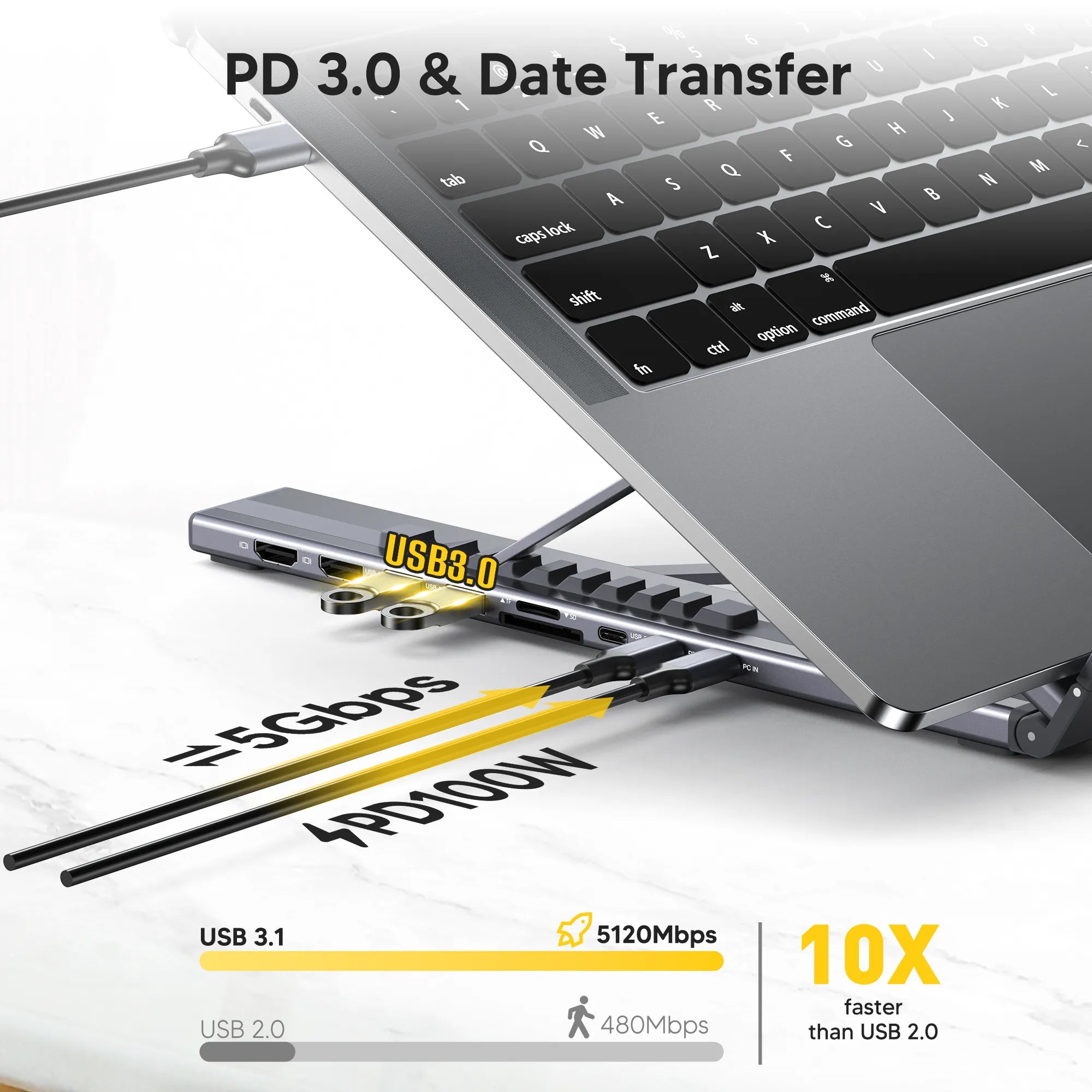Mukiya Pro Docking Station supporting 5Gbps Data Transfer and 100W PD Fast Charging