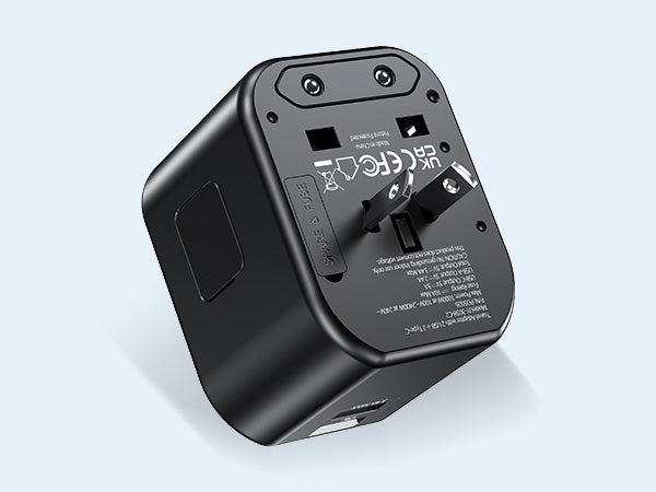 Innovative Flexible Socket Design: Adjust and Bend the Outlet to Fit Different Plug Types and Prevent Space Conflict on Mukiya Travel Adapter